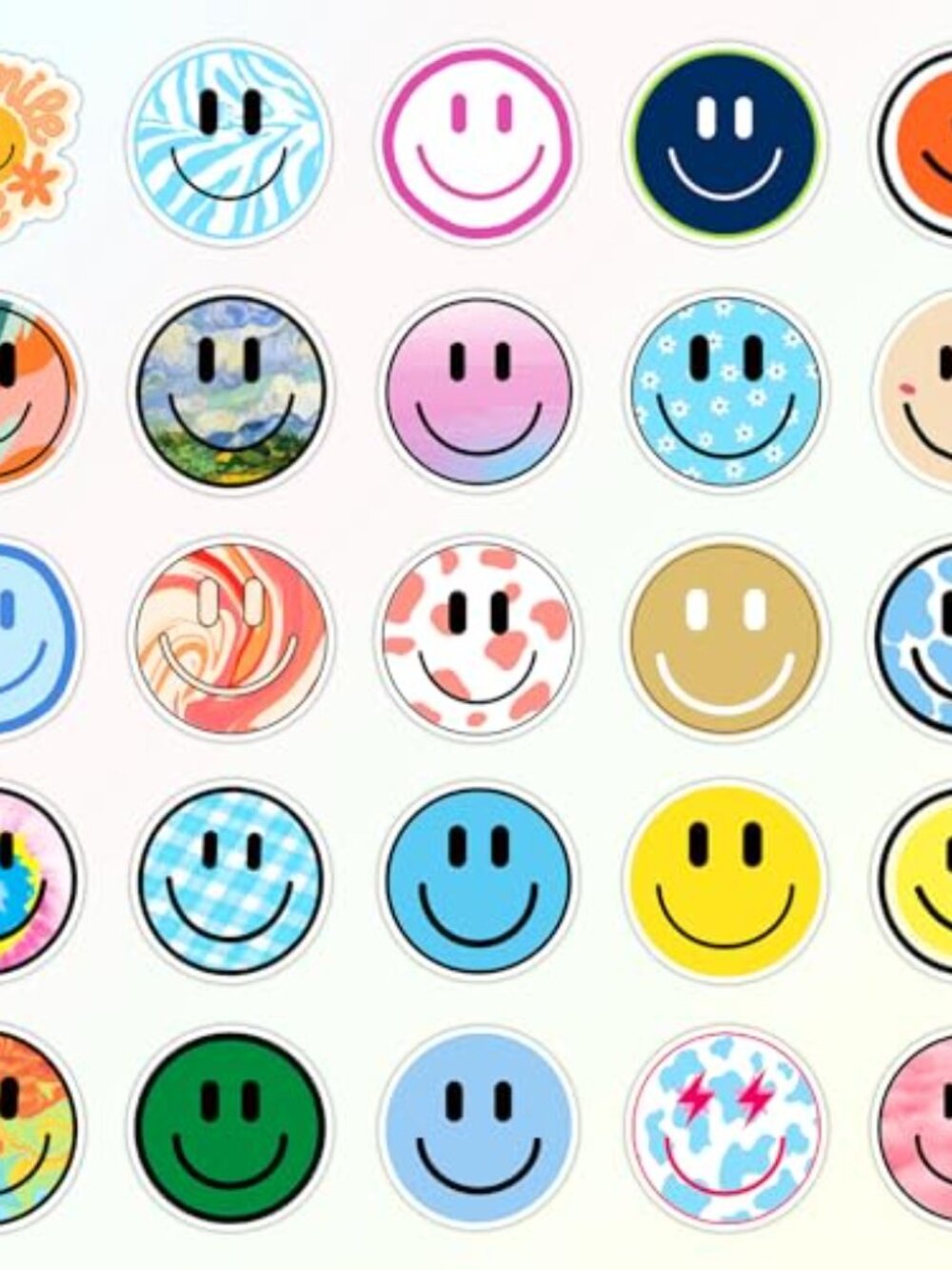 50PCS Smile Face Stickers Cute Water Bottle Stickers for Kids Waterproof PVC - Picture 4 of 5